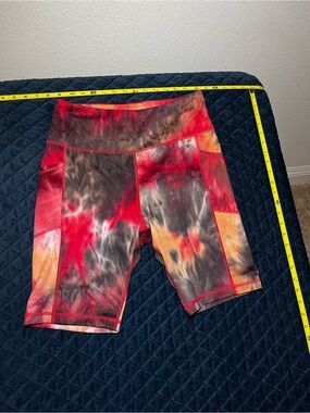 High-Rise Tie-Dye Bike Shorts in Red Multi